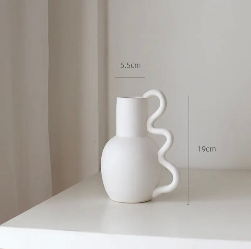Wiggle Handle Ceramic Jug Vases