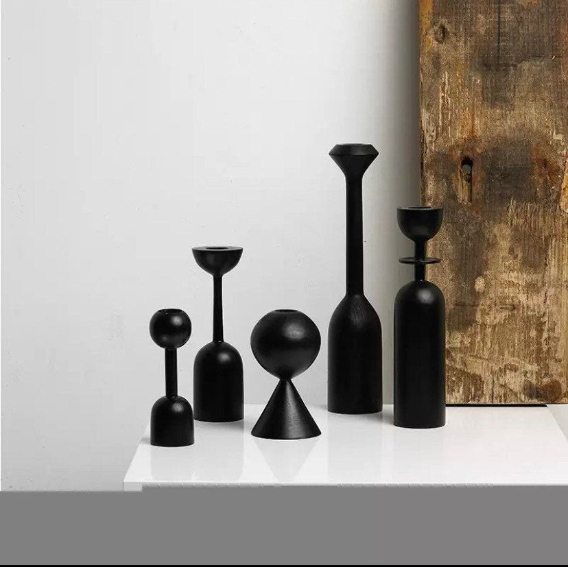 Geometric Wooden Candle Holders