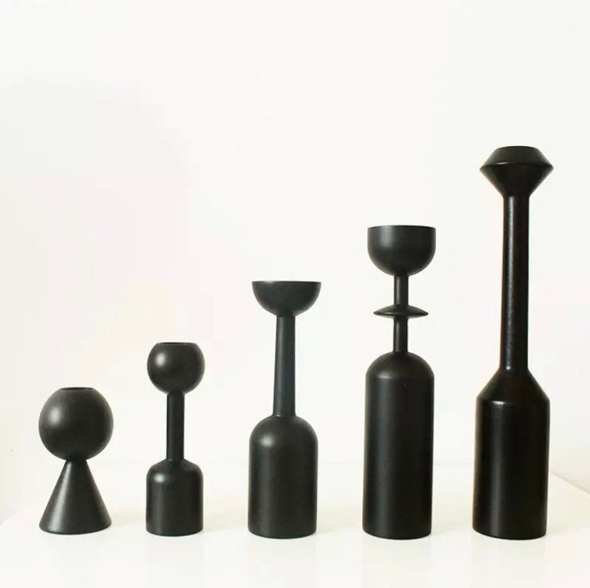 Geometric Wooden Candle Holders