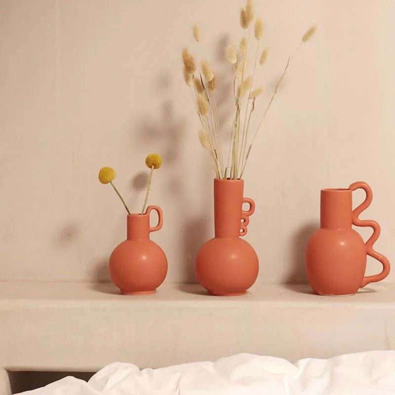 Wiggle Handle Ceramic Jug Vases