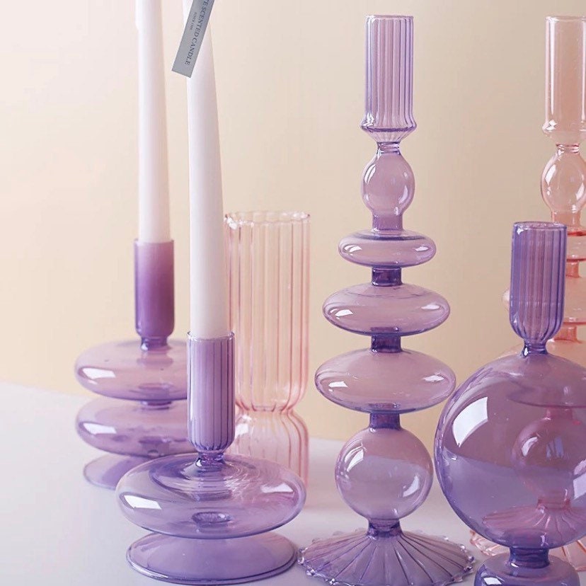 Pink & Purple Candle Holder and Vase Collection