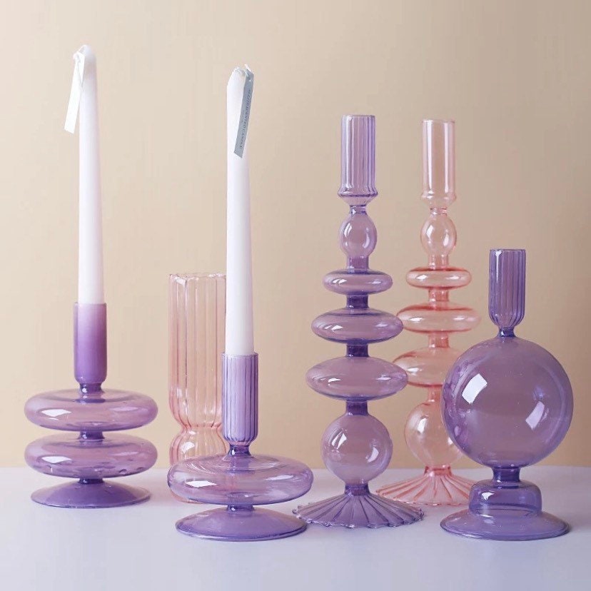Pink & Purple Candle Holder and Vase Collection