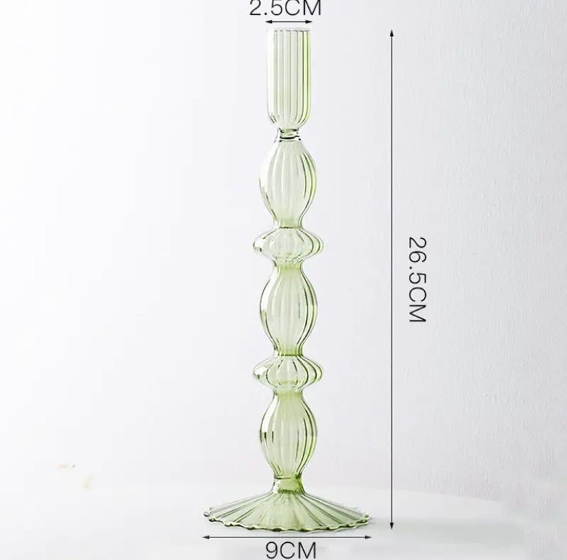 Ribbed Glass Candle Holders