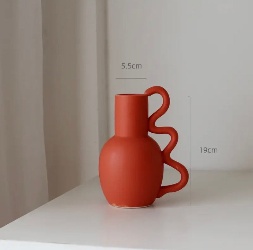 Wiggle Handle Ceramic Jug Vases