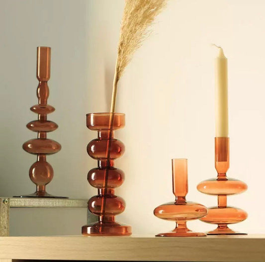 Brown Bubble Glass Candle Holder Collection