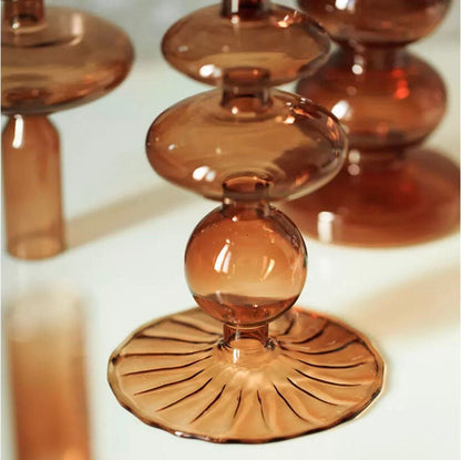 Brown Bubble Glass Candle Holder Collection