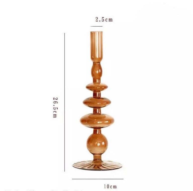 Brown Bubble Glass Candle Holder Collection