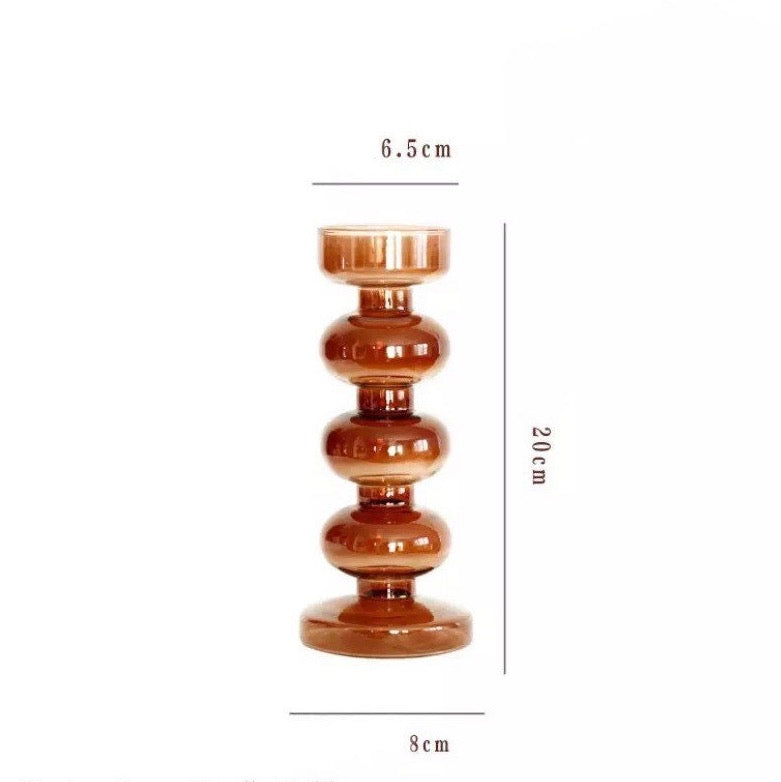 Brown Bubble Glass Candle Holder Collection