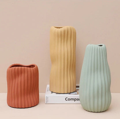 Ribbed Pastel Vases