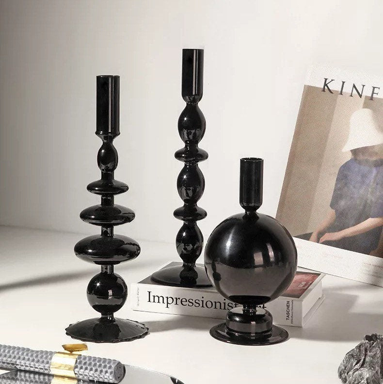 Black Candle Holder and Vase Collection