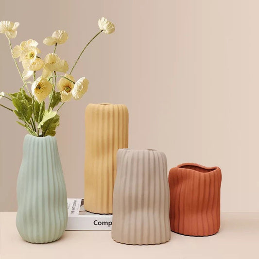 Ribbed Pastel Vases