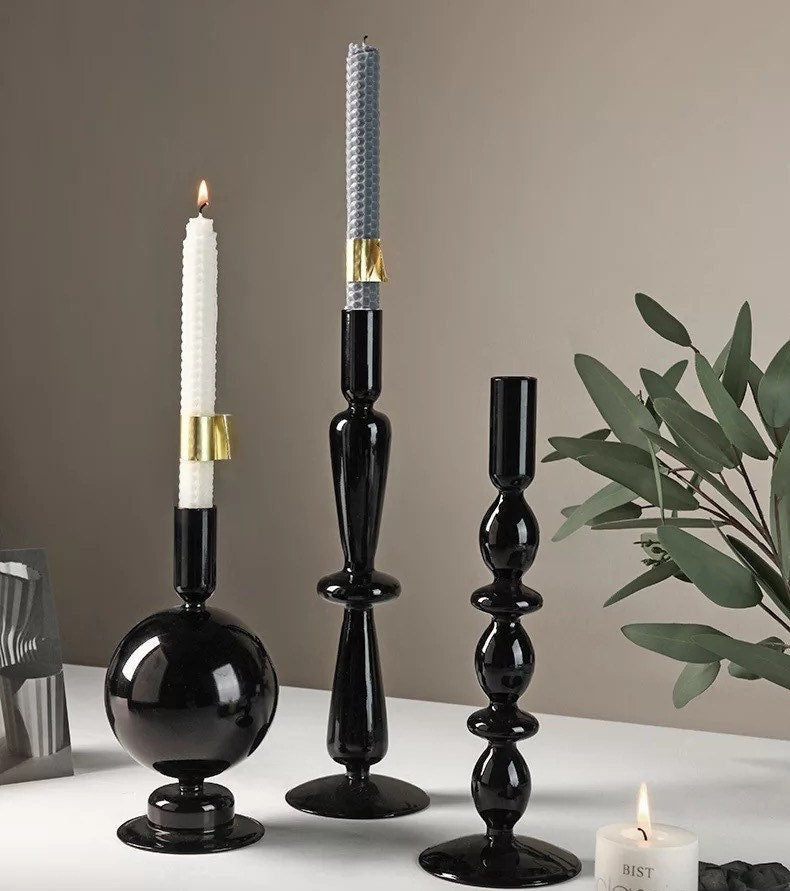 Black Candle Holder and Vase Collection