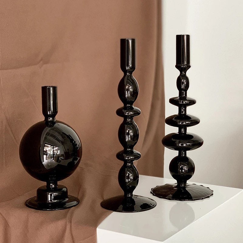 Black Candle Holder and Vase Collection