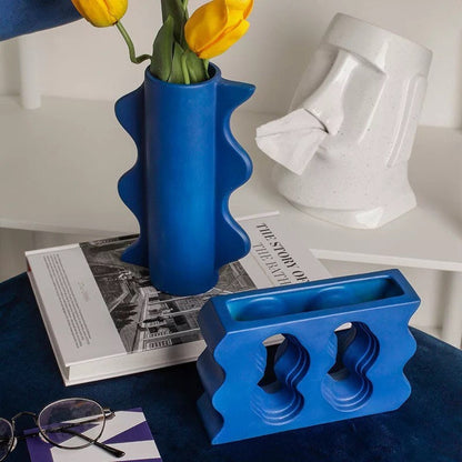 Groovy Wave Vases in Blue