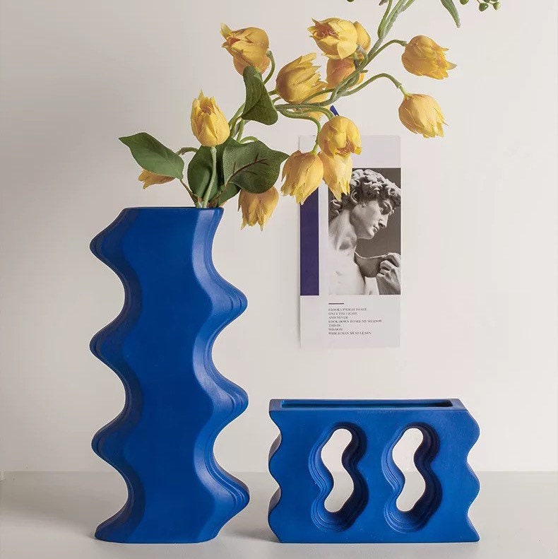 Groovy Wave Vases in Blue