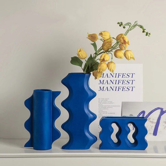 Groovy Wave Vases in Blue