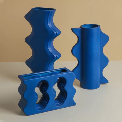 Groovy Wave Vases in Blue