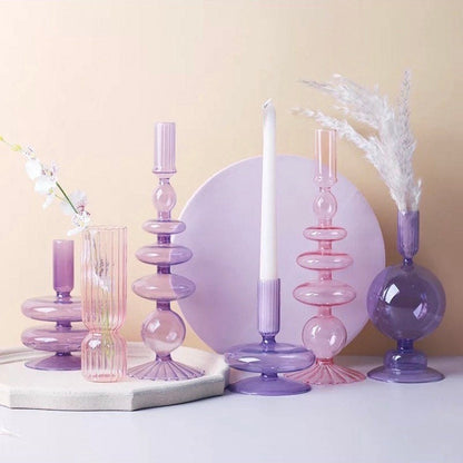 Pink & Purple Candle Holder and Vase Collection