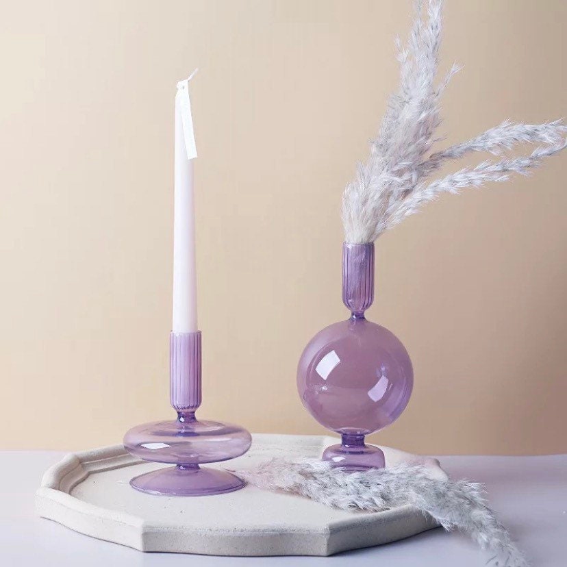 Pink & Purple Candle Holder and Vase Collection