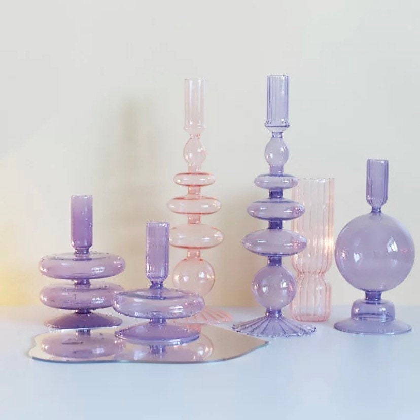 Pink & Purple Candle Holder and Vase Collection