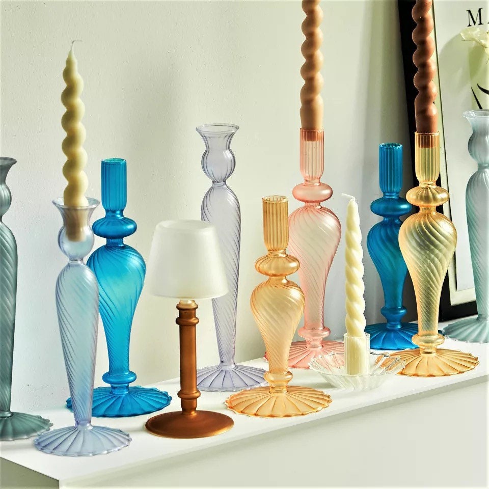 Vintage Inspired Frosted Glass Candle Holders