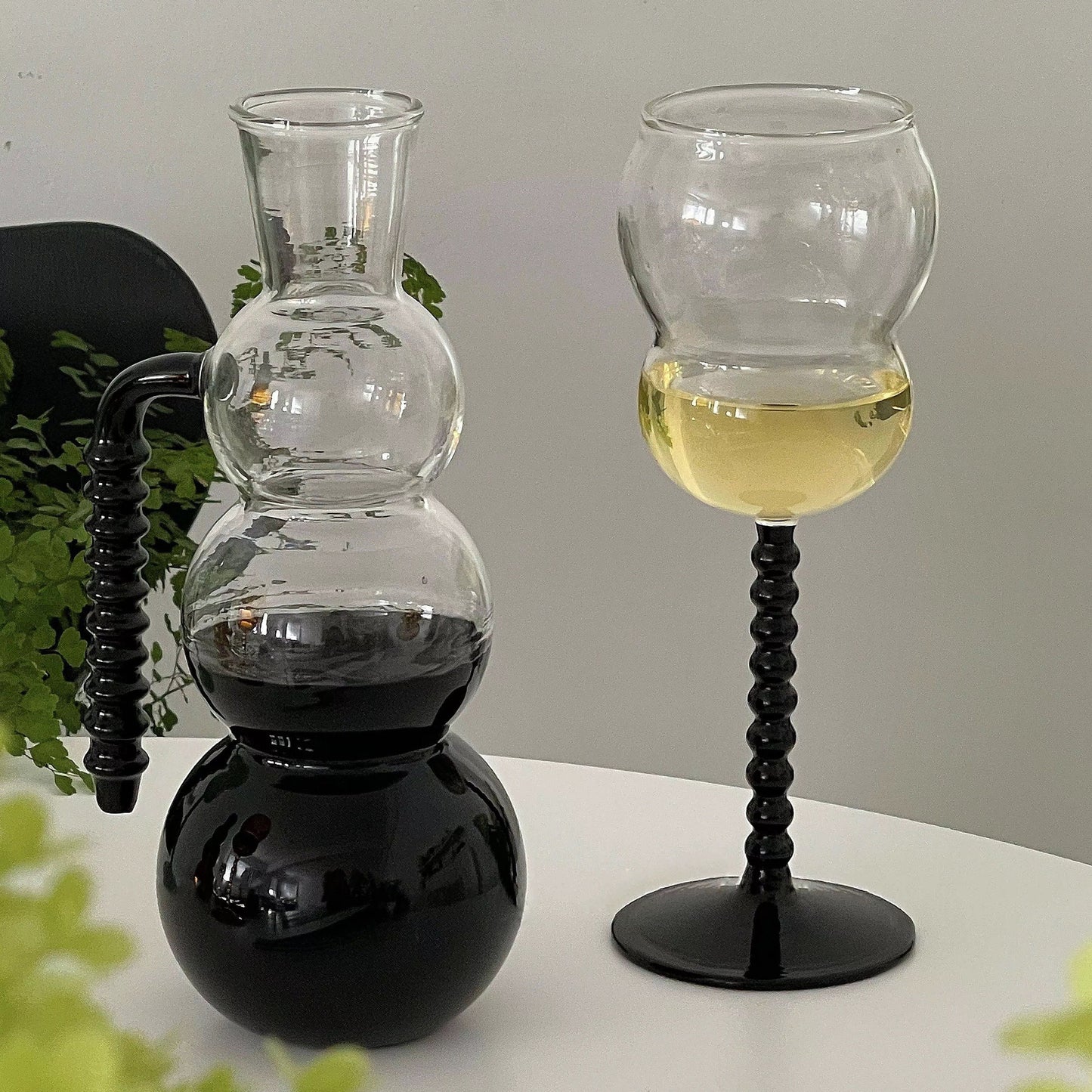 Bubble and Bead Decanter Jug and Glass