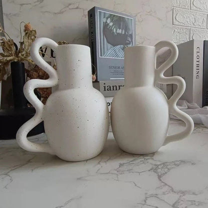 Wiggle Handle Ceramic Jug Vases