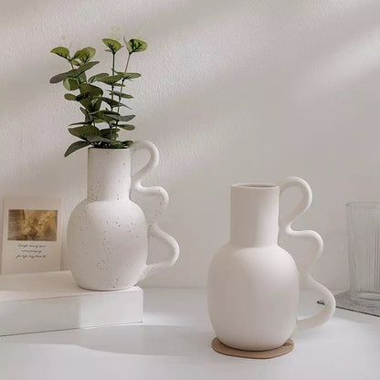 Wiggle Handle Ceramic Jug Vases